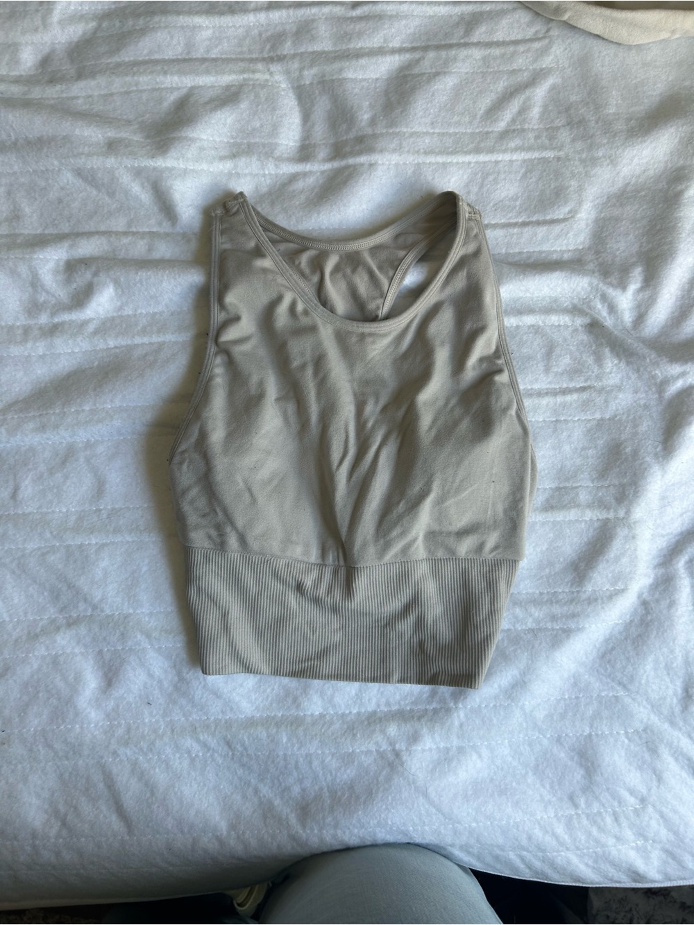 PINK Victoria's Secret Neutral Taupe Ribbed Hem Crop Tank